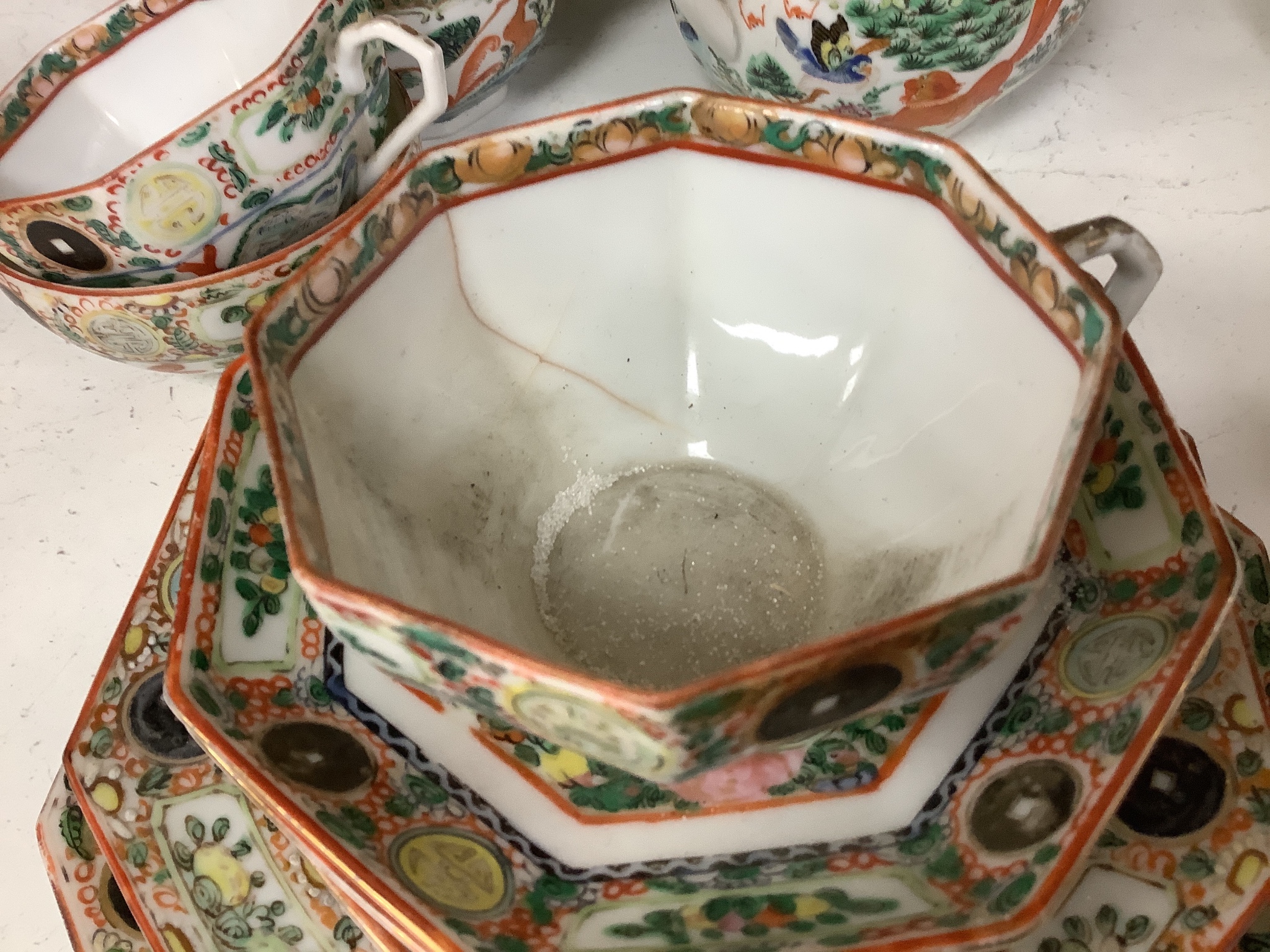 A Cantonese porcelain part tea and coffee set